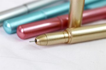 Katara Kugelschreiber Federstift in verschiedenen Farben, (Set, 4-tlg), Retro, Hellblau Gold Rosa Silber, Schreibfeder, Ausgefallenes Design