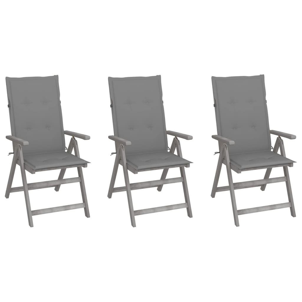 furnicato Gartenstuhl Verstellbare Gartenstühle Massivholz Akazie Stk. Auflagen mit 3
