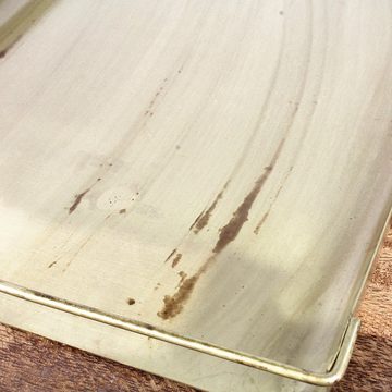 Macosa Home Dekotablett Tablett Metall Gold 31 cm rechteckig mit Griff Deko-Tablett Tischdeko, Kerzenteller Servierplatte Obsttablett Tablett modern metall