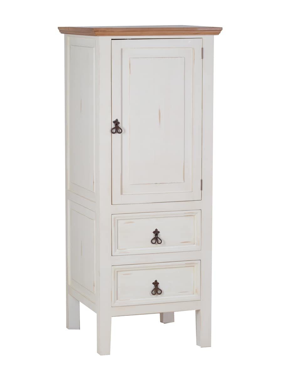 MiaMöbel Hochschrank Mexico aus massivem Pinienholz Weiß