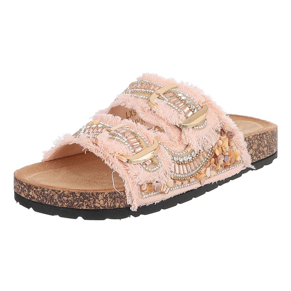 Damen Pantolette mit Schnallen und Komfortfußbett Pantolette