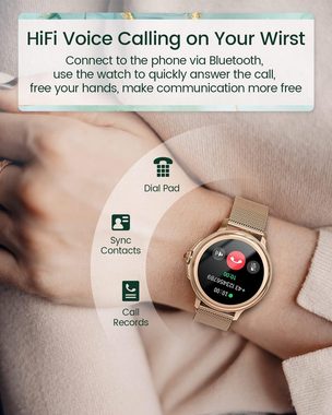 AKUMAKA Smartwatch (1,2 Zoll, Android, iOS), mit Telefonfunktion Armbanduhr mit Menstruationszyklus,120+ Sportmodi