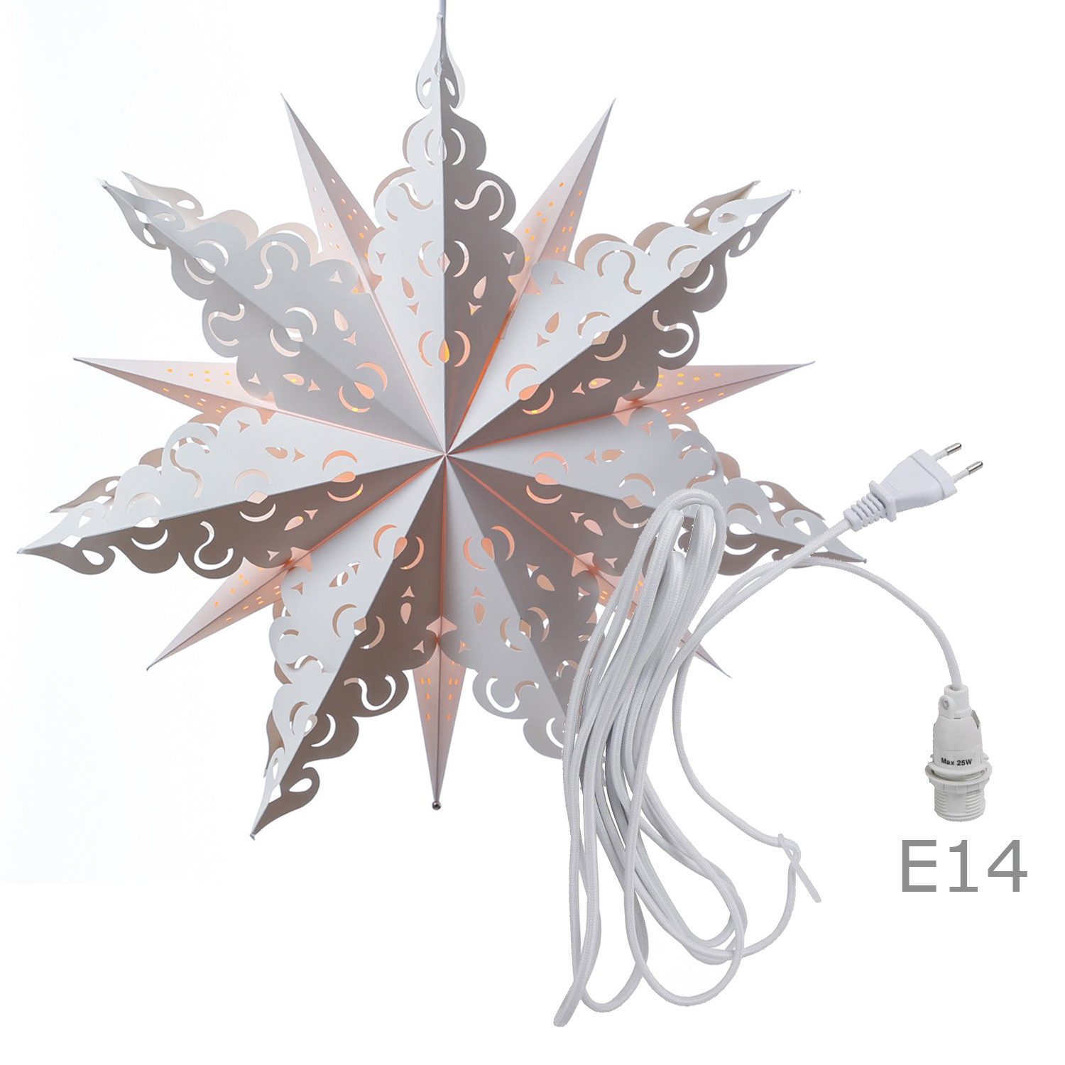 MARELIDA LED Stern Papierstern Crystal Weihnachtsstern Faltstern Leuchtstern 62cm