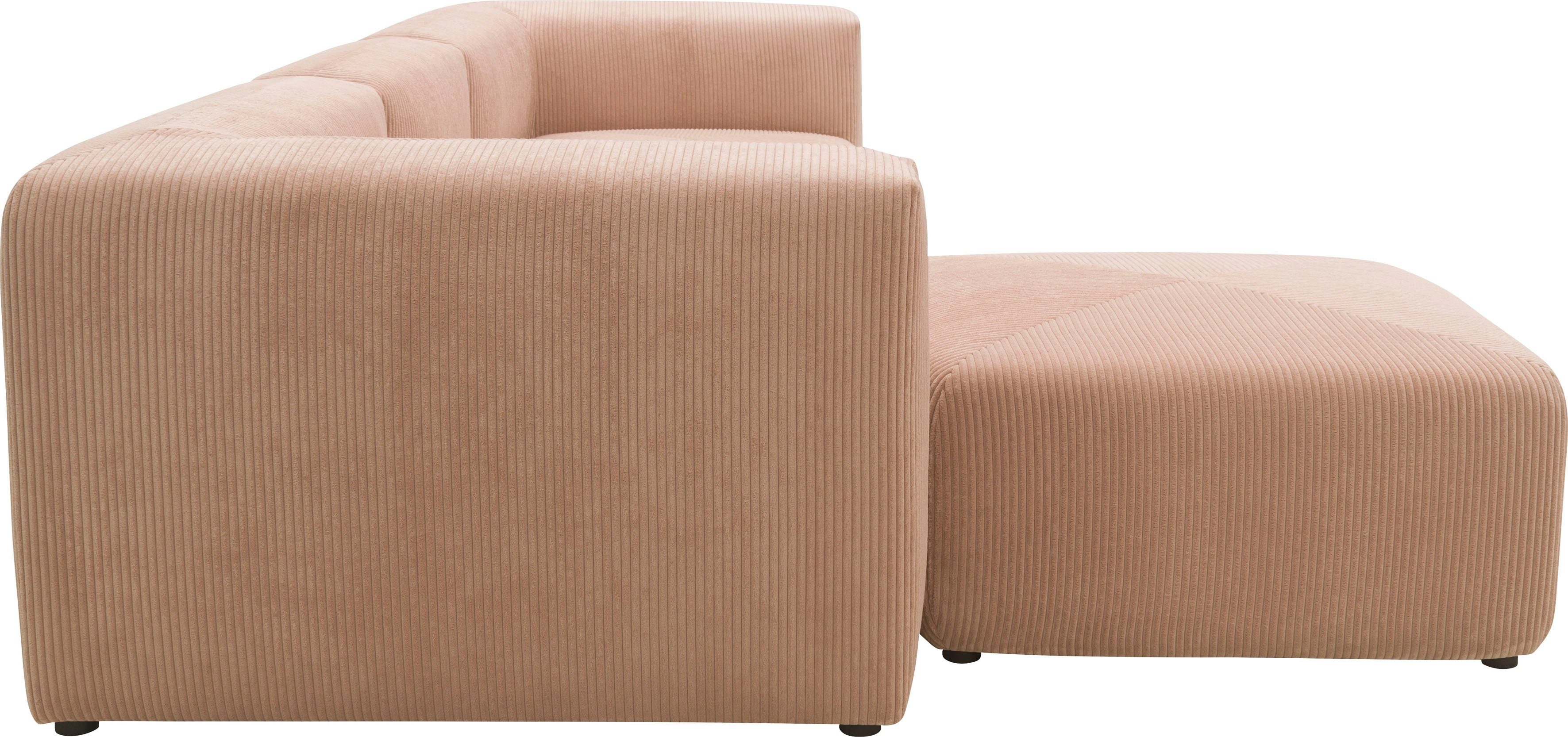 Hocker RAUM.ID Eck- Mittelelement Modulsofa, rose bestehend Ecksofa + Gerrid, aus Cord-Bezug, und