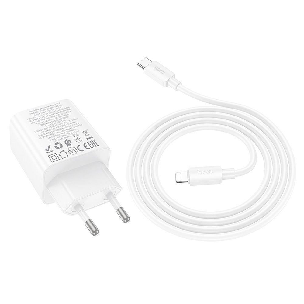 hoco. N56 USB-Ladegerät (3000 mA, Einzelartikel, Inklusive 1 m USB-C-auf-iPhone-Kabel, PD + QC3.0 Schnellladen, 30W, 4 Ports, inkl. iPhone-Kabel)