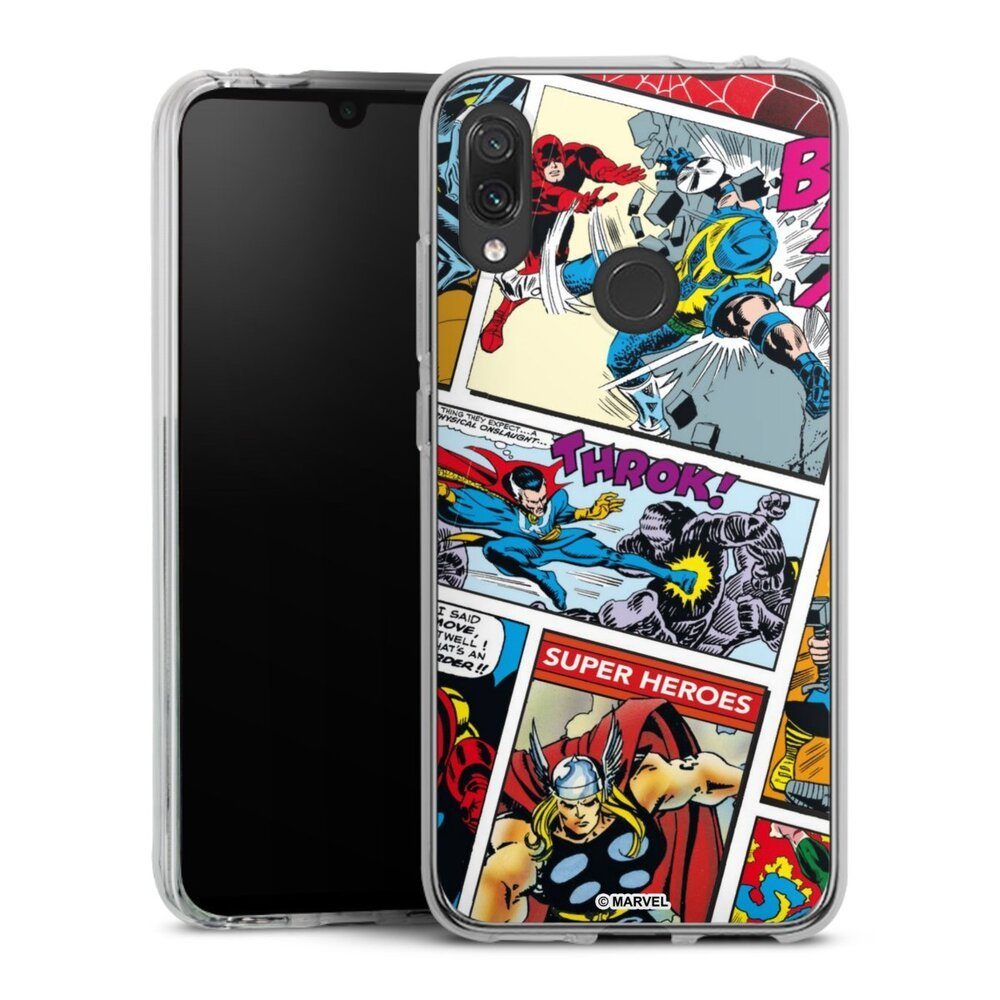 DeinDesign Handyhülle Marvel Retro Comic Blue, Xiaomi Redmi Note 7 Silikon Hülle Bumper Case Handy Schutzhülle
