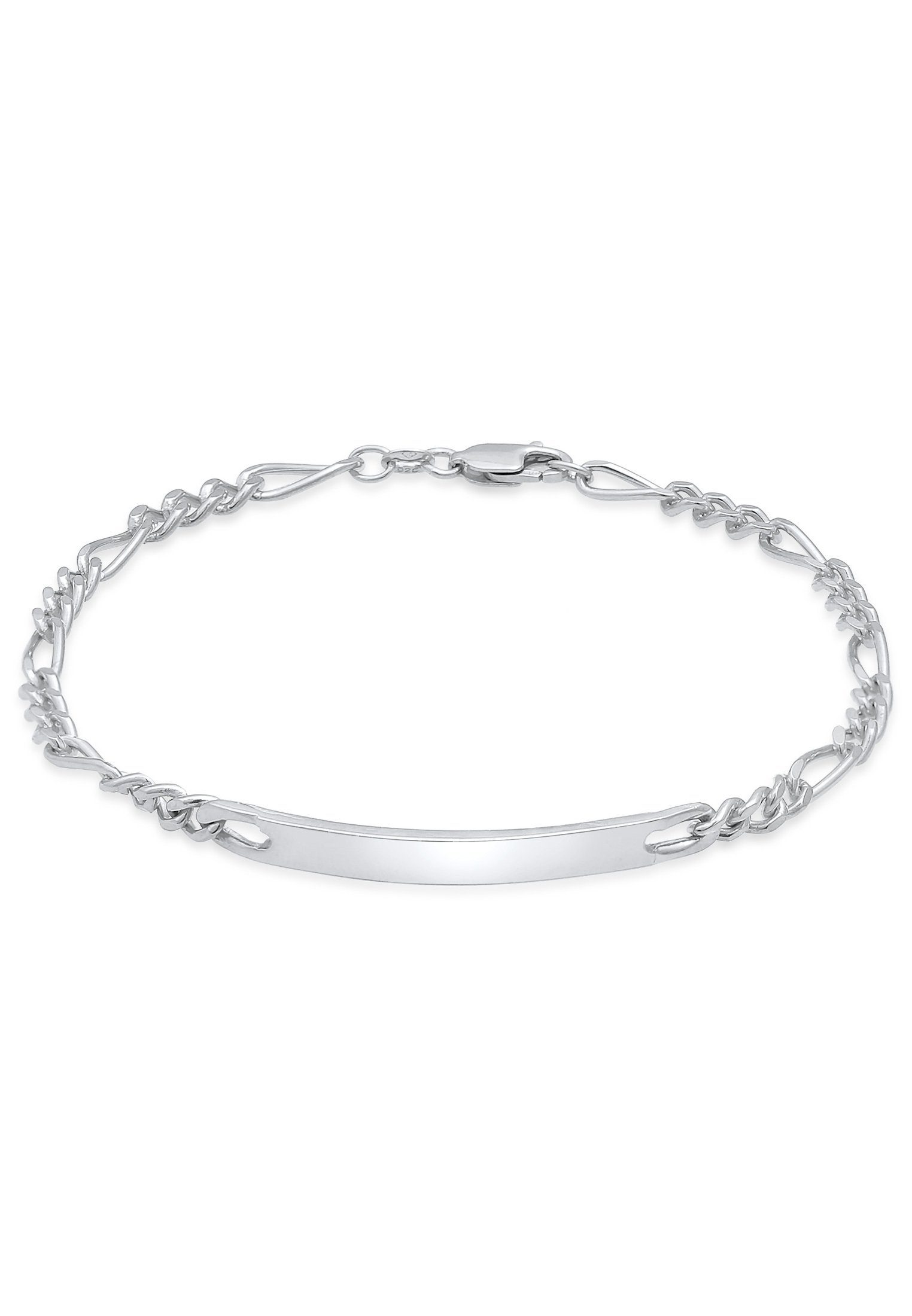 Kuzzoi Armband Herren ID Platte Figaro Klassisch 925 Silber | Silberarmbänder