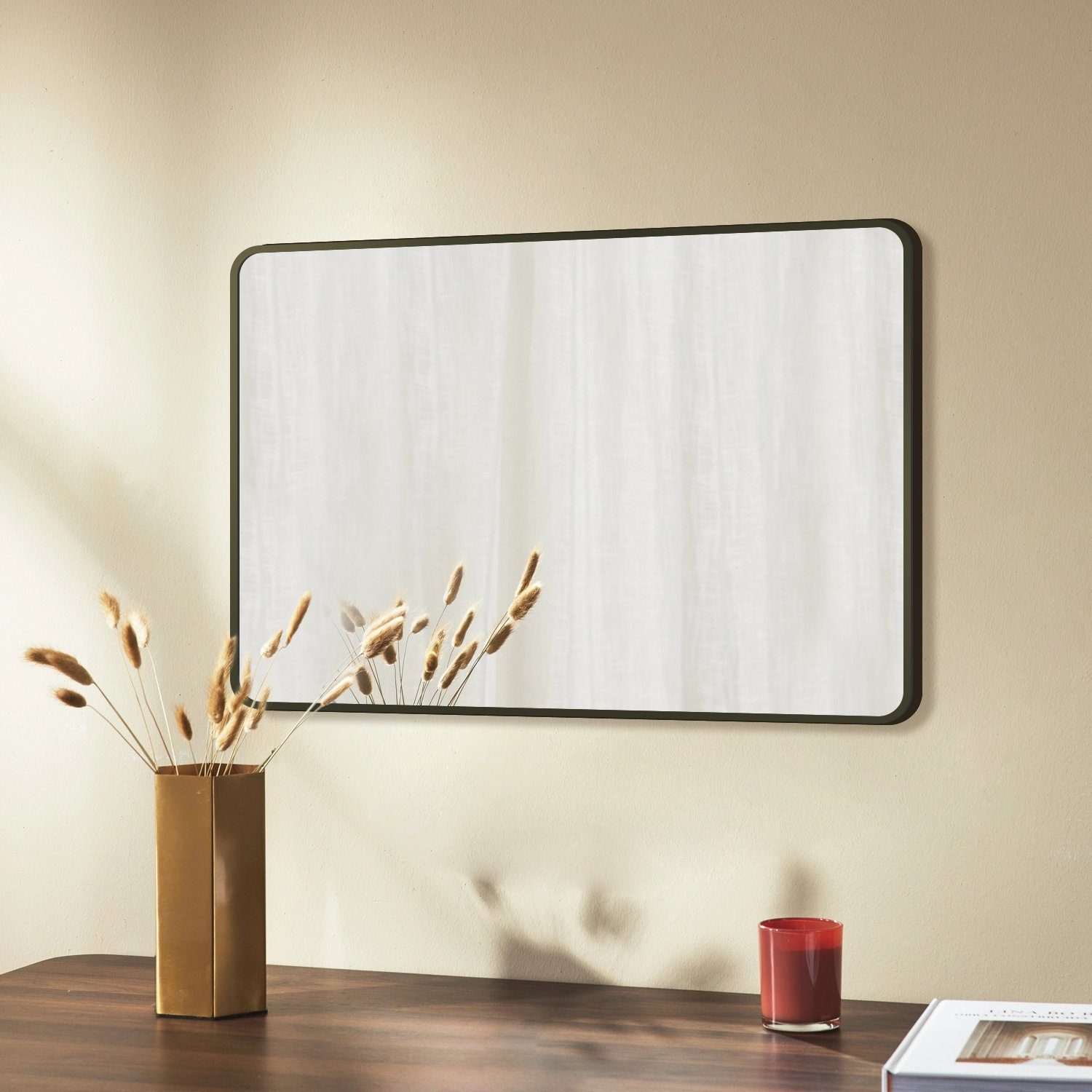 Boromal Spiegel Schwarz 100x60 80x60 Metall Rahmen Wandspiegel Badezimmer F günstig online kaufen