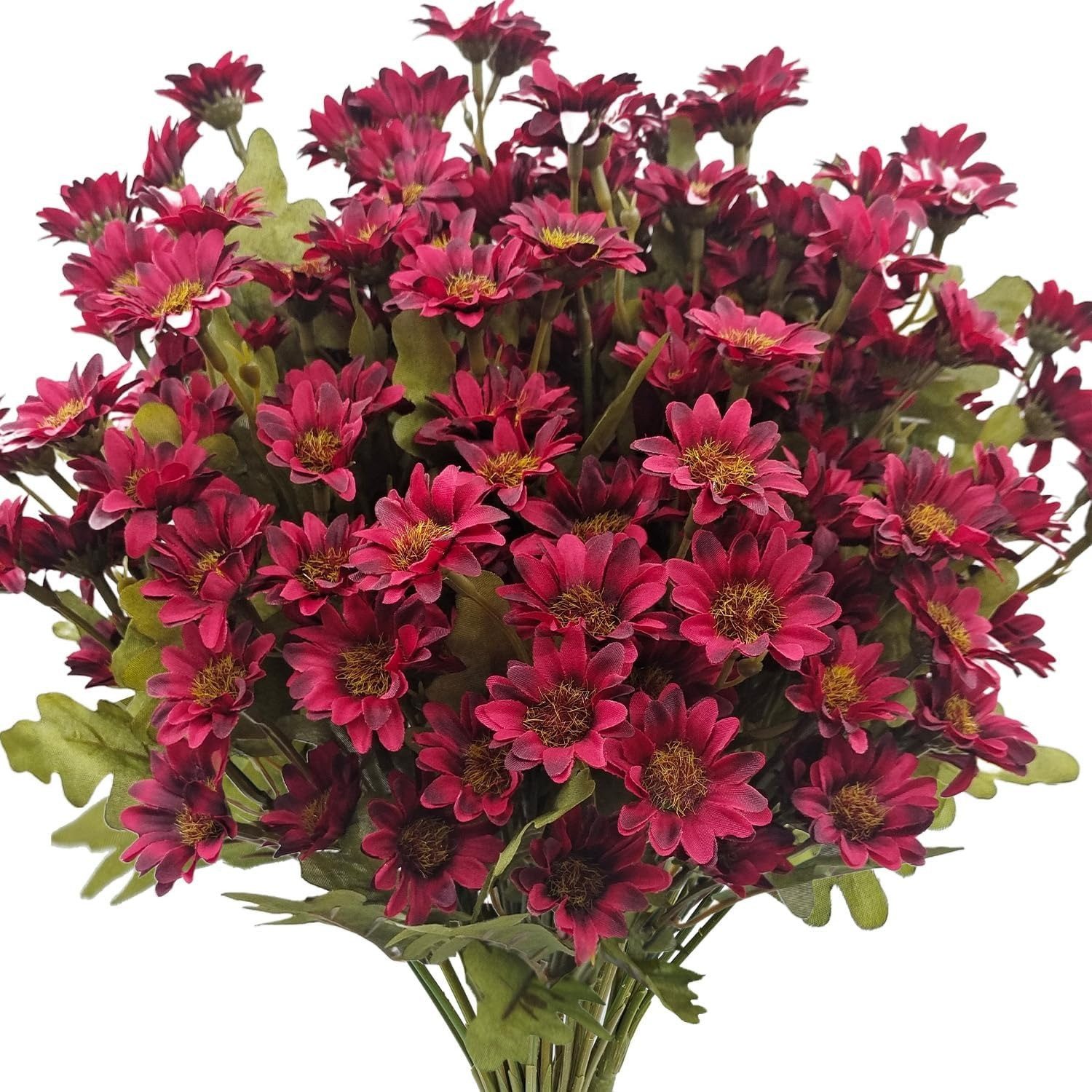 Kunstblumenstrauß 4/5 Bund künstliche Herbstblumen, künstliche Gänseblümchen, Coonoor, UV-beständig, ideal für Veranden und Pflanzkästen im Freien