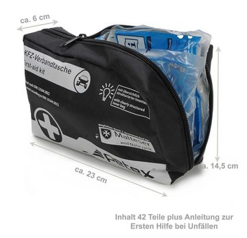 Petex KFZ-Verbandtasche Auto Erste Hilfe Set, (Inhalt nach DIN 13164:2022, inkl. Verbandmaterial), Verbandskasten mit 42 Teilen