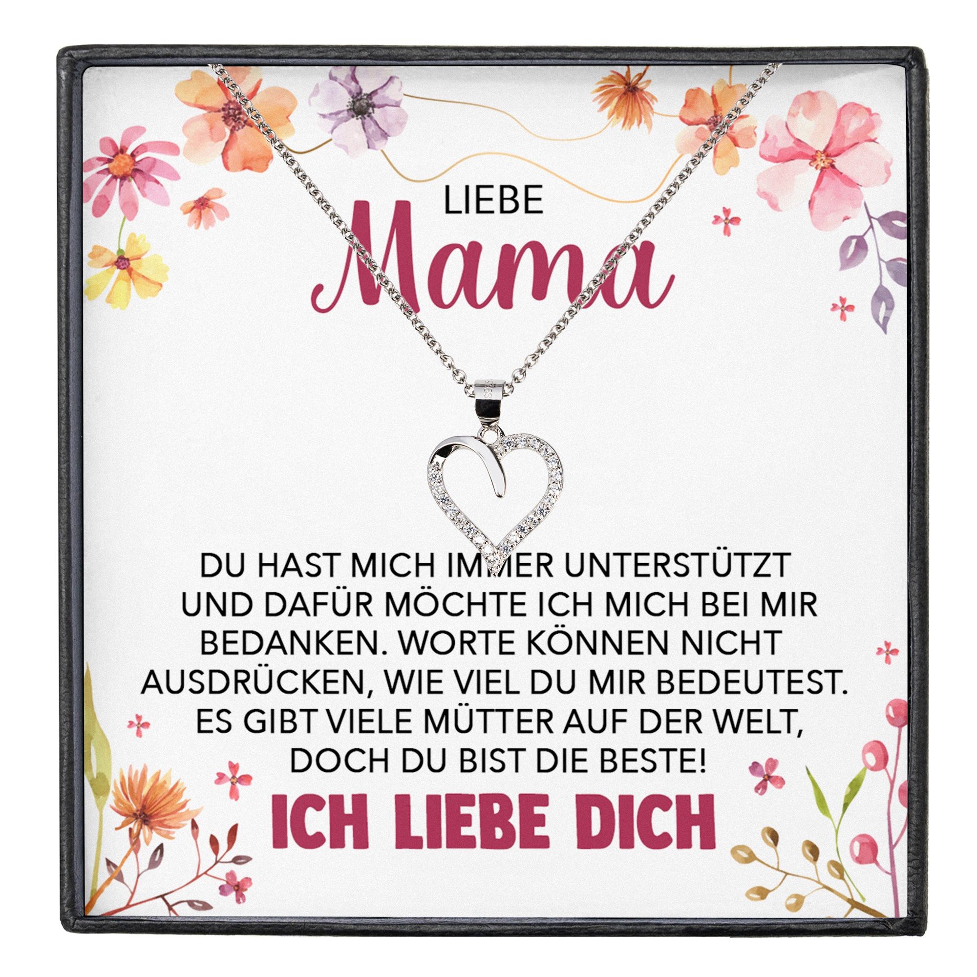 22Feels Schmuckset Mama Geschenk Frauen Mutter Herz Halskette Muttertag Damen Schmuck (inkl. Geschenktasche, Karte, Poliertuch, Beutel), Silber 925/000, Karte Made In Germany
