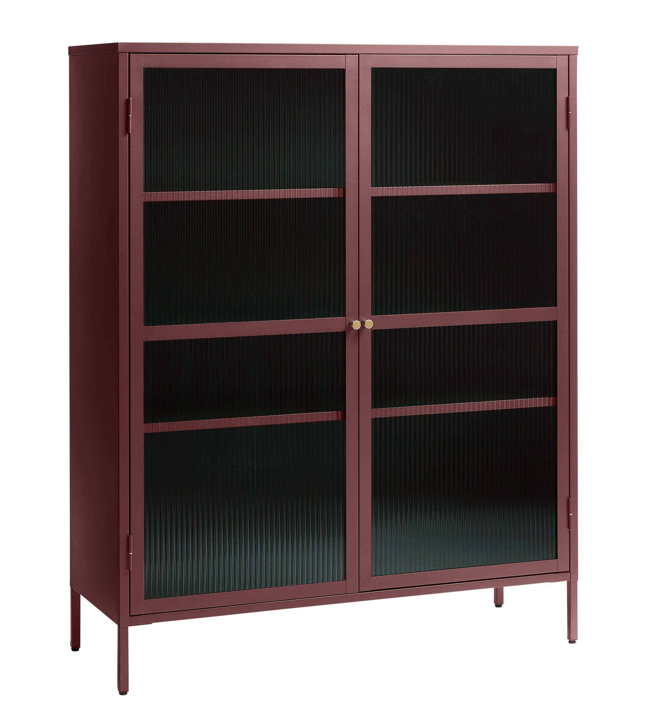 möbelando Highboard aus Metall in rot (B/H/T: 110x140x40 cm)