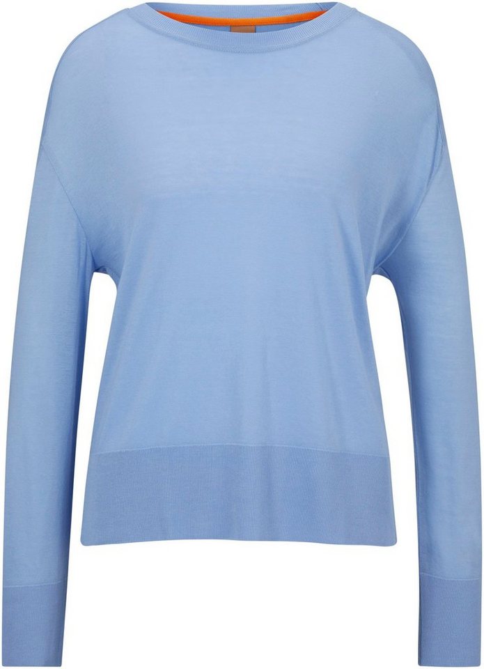 BOSS ORANGE Langarmshirt mit Label-Kontraststreifen innen am Ausschnitt,  Passt perfekt für deinen sommerlich leichten Look