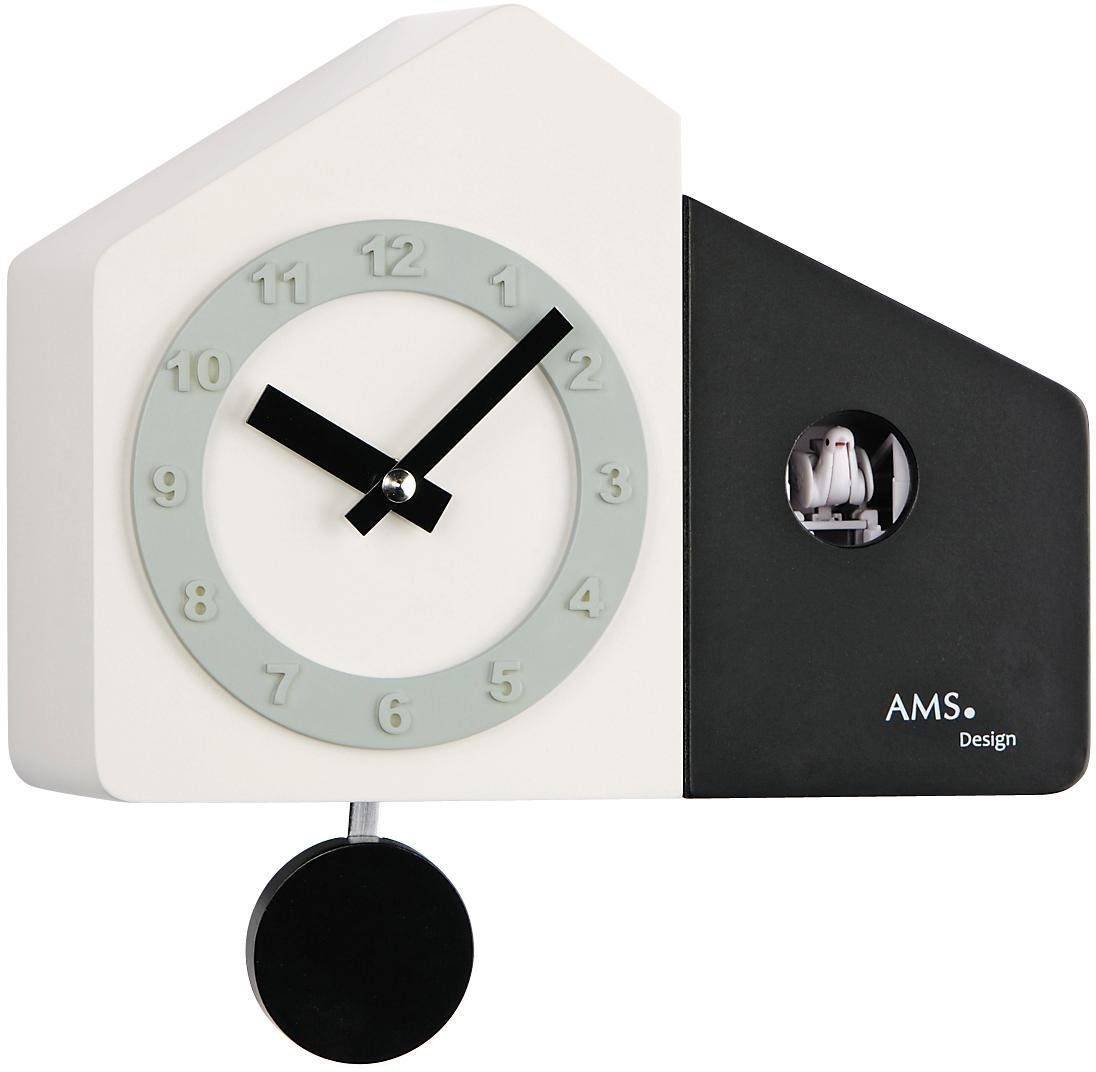 AMS Pendelwanduhr W7397 (Quarzuhr,Holzgehäuse,Esszimmer,Wohnzimmer)