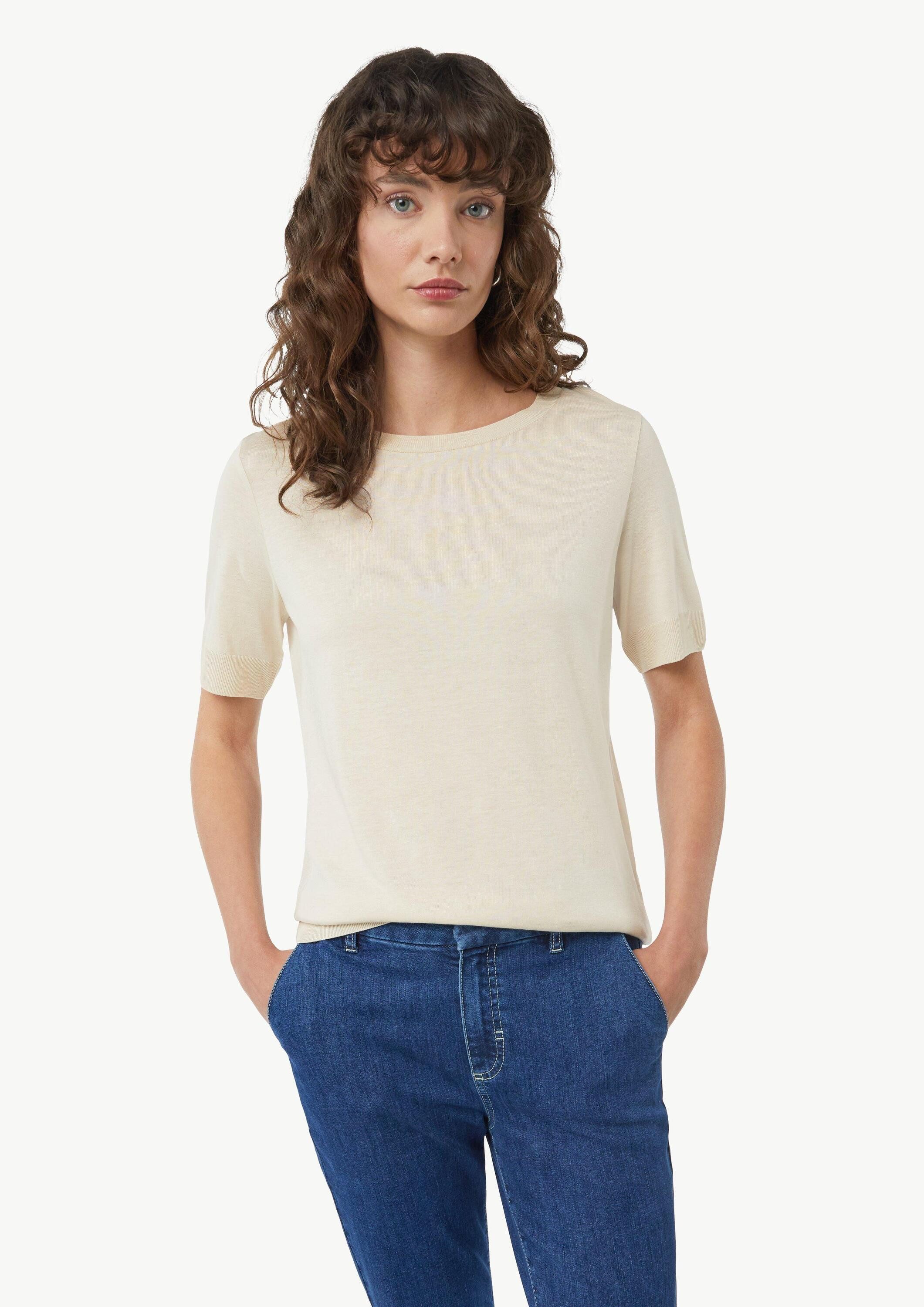 comma Kurzarmshirt T-Shirt T-Shirt aus Strickjersey mit Rippdetails