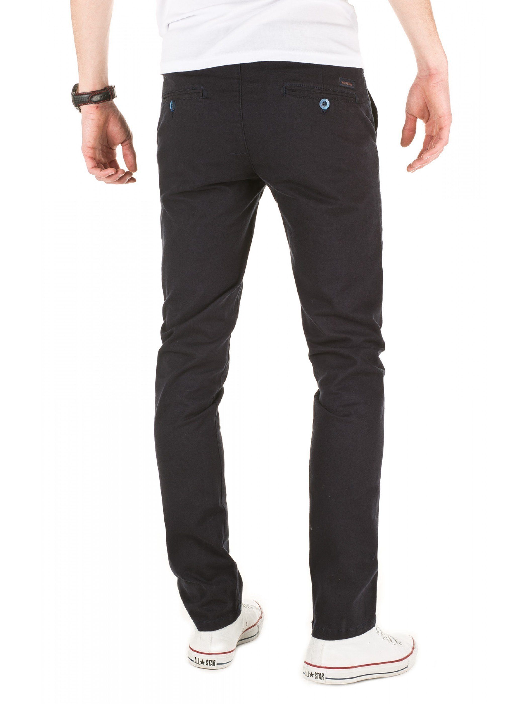 Chinohose 3924) (navy WOTEGA Chinohose night Slim Fit sky Chino Pants Blau Adriano Herren