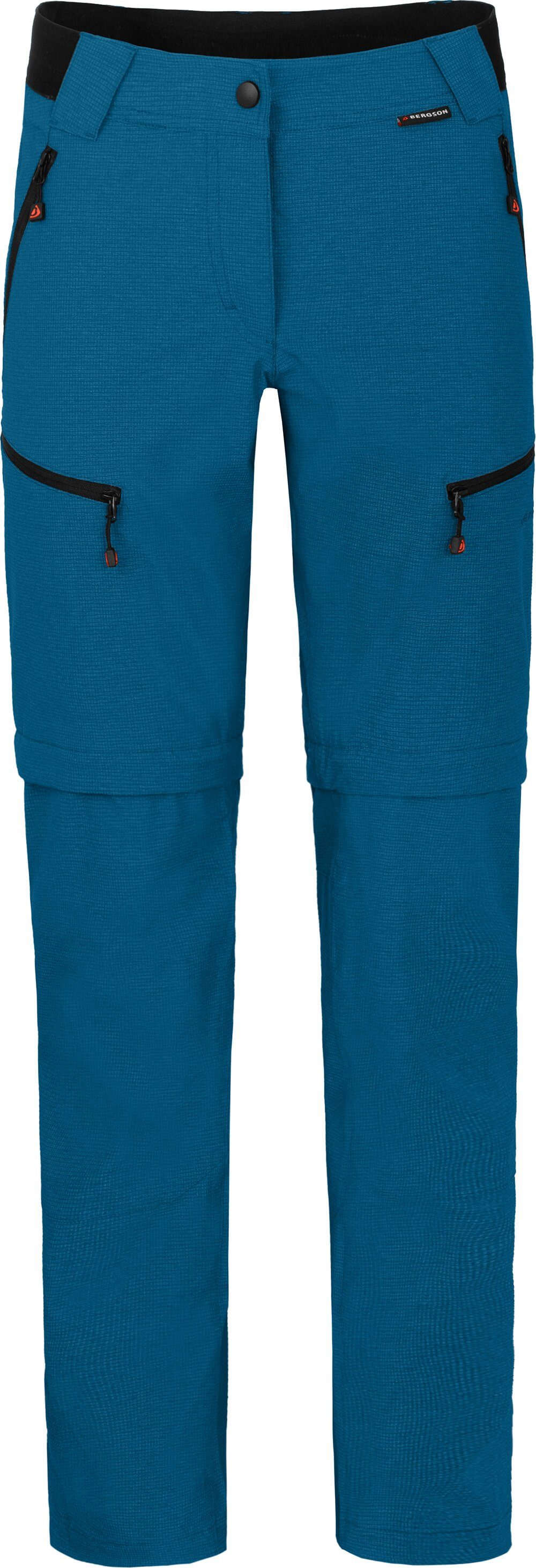 Bergson Outdoorhose PORI Zipp-Off Damen Wanderhose, robust, elastisch, Normalgrößen, Saphir blau