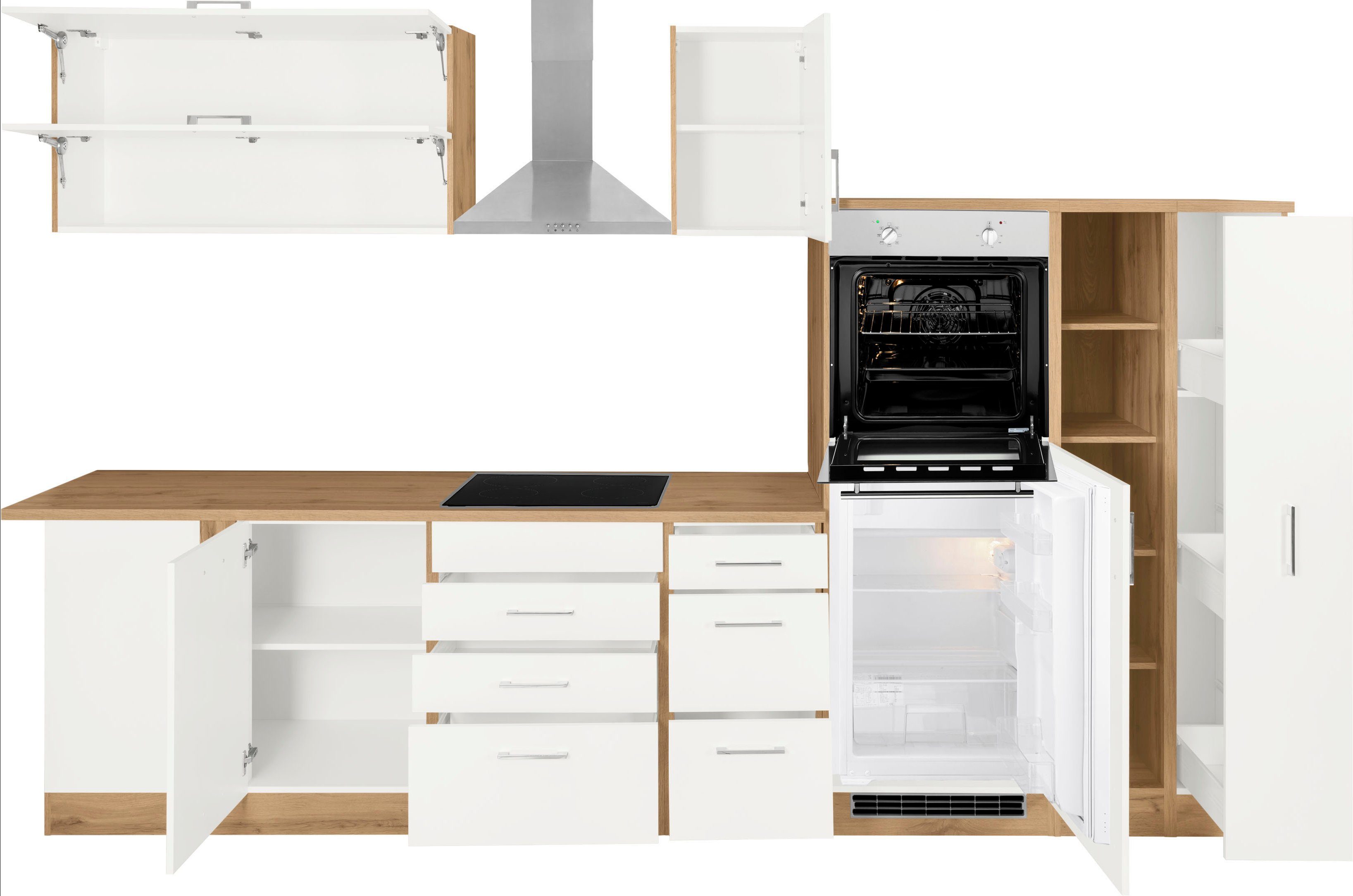 KOCHSTATION Winkelküche KS-Colmar, mit E-Geräten, Stellbreite 210/330 cm