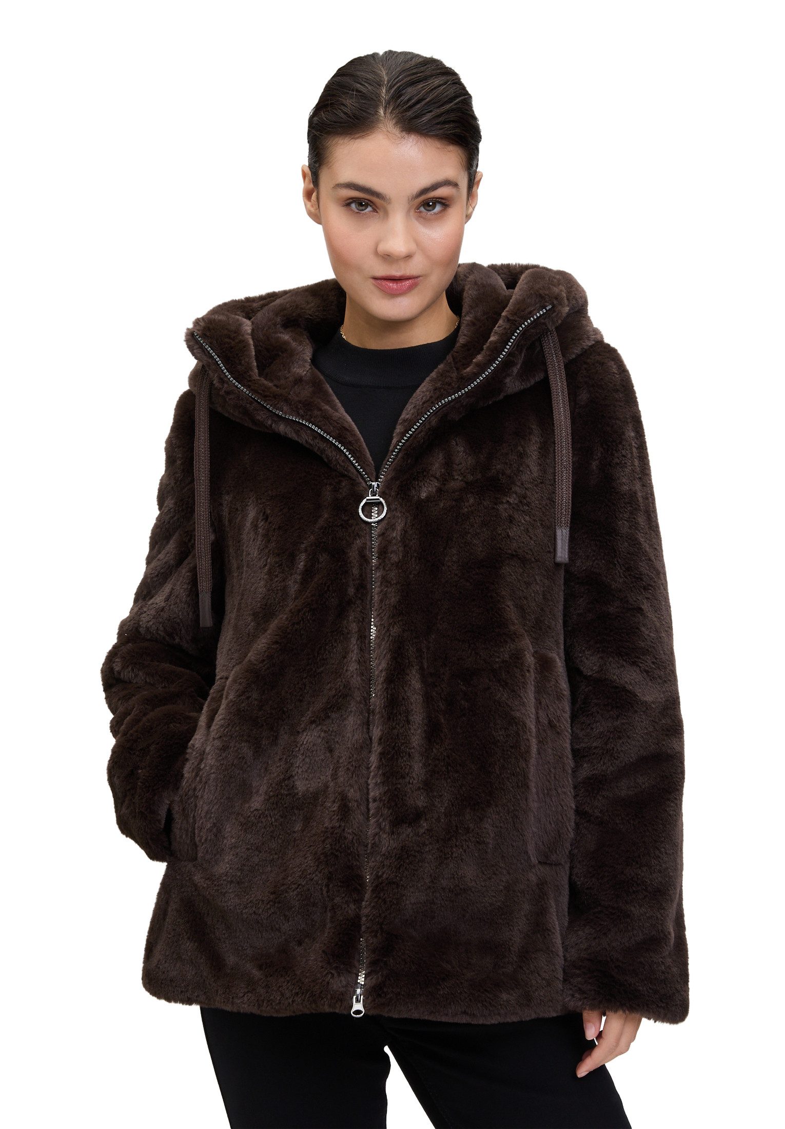 Plüschjacke Betty Barclay Damen Plüschjacke mit Kapuze