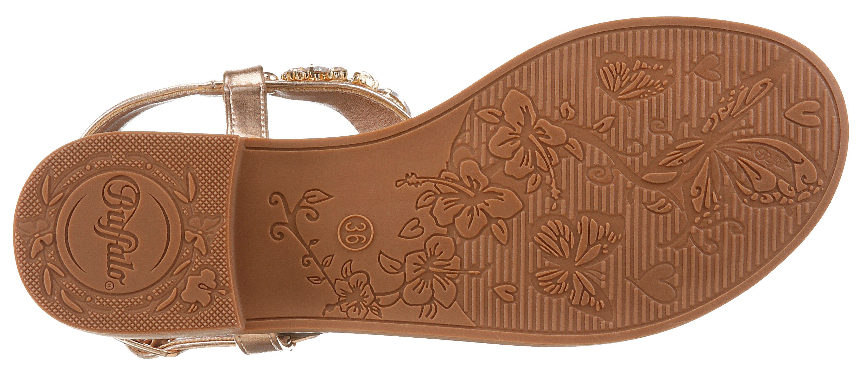 Buffalo KIRA ICE Zehentrenner, Riemchensandale, Sommerschuh, Urlaubsandale, Memory Foam Innensohle