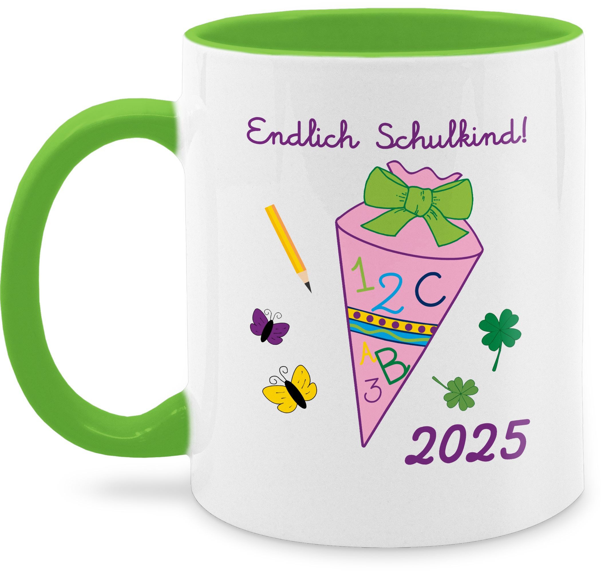 Shirtracer Tasse Endlich Schulkind 2025 Mädchen, Keramik, Einschulung Geschenk Tasse