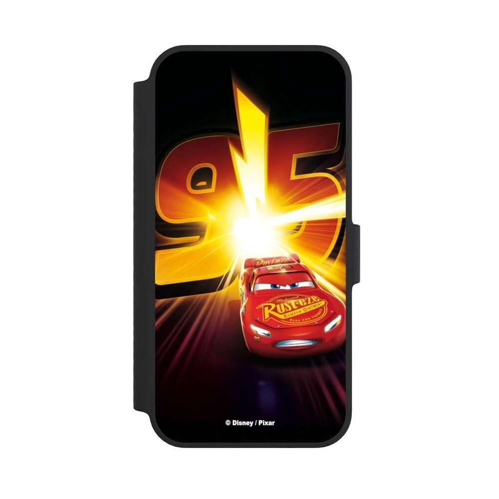 NIVOCASE Handyhülle Offizielles Lizenzprodukt Cars Lightning Mcqueen 95 Cars3 Lightning 95, Apple iPhone 14 Klapphülle Handyhülle aus Kunst Leder NIVOflip schwarz