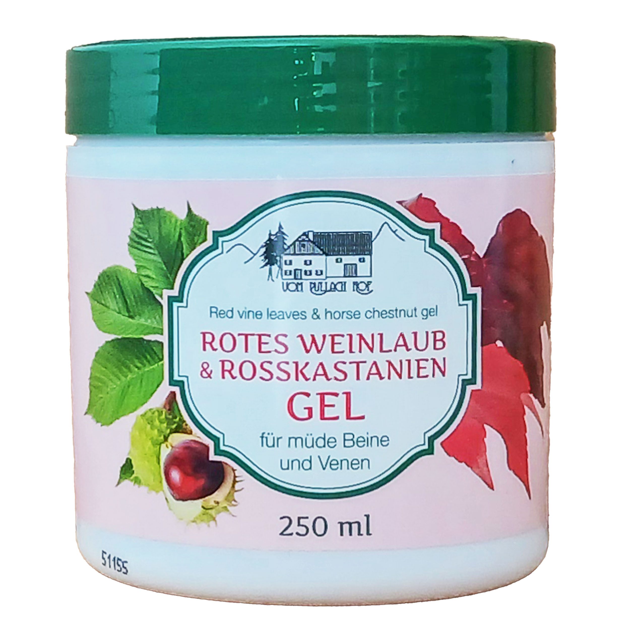 vom Pullach Hof Fußcreme ROTES WEINLAUB und ROSSKASTANIEN GEL 250ml für müde Beine & Venen 93, erfrischt Pflegecreme Beincreme Fußcreme Massage Creme Fuß Bein