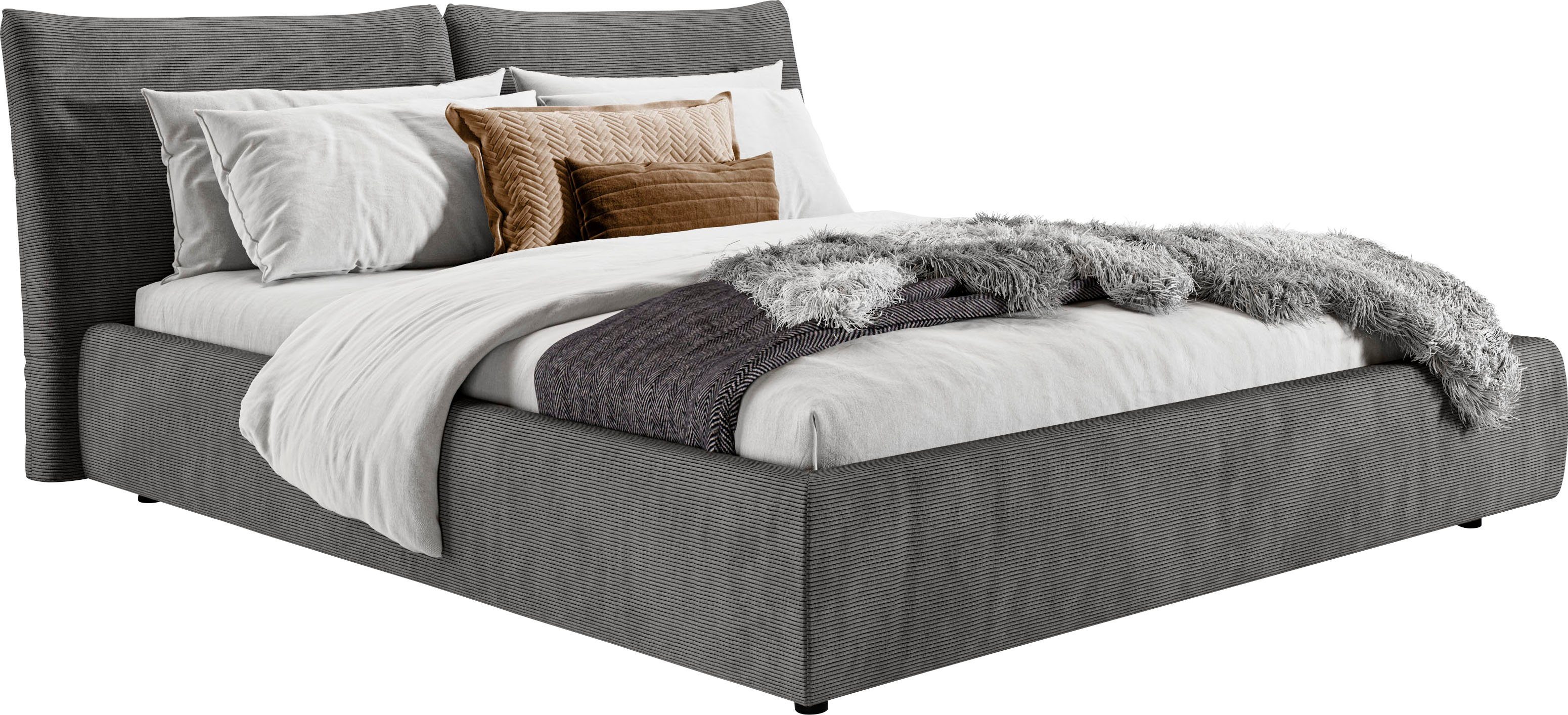 Home affaire Polsterbett Priora in 4 Breiten bis 200cm, auch in NaturLEDER, Cord, belastbar bis 280kg, auch Überlänge 220 cm