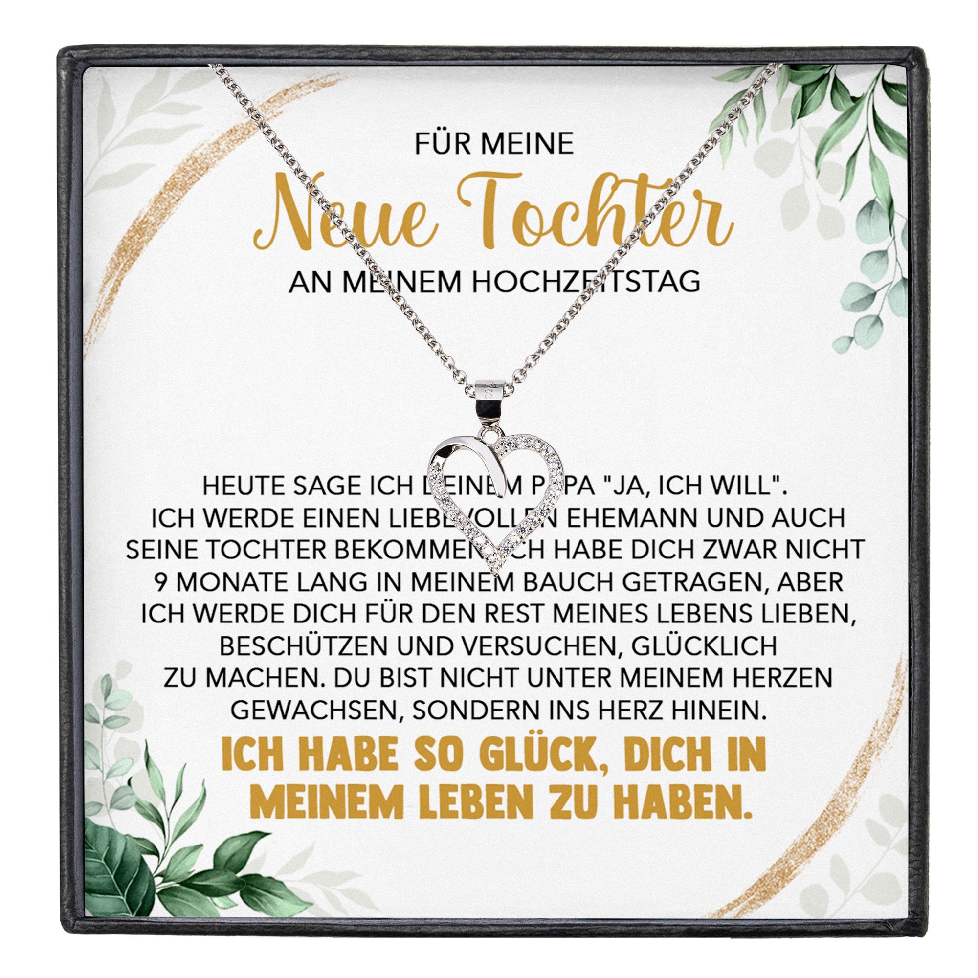 Valentinstagsgeschenk 22Feels Schmuckset Neue Stieftochter Geschenk zur Hochzeit der Stiefmutter Herz Halskette (inkl. Geschenktasche, Karte, Poliertu