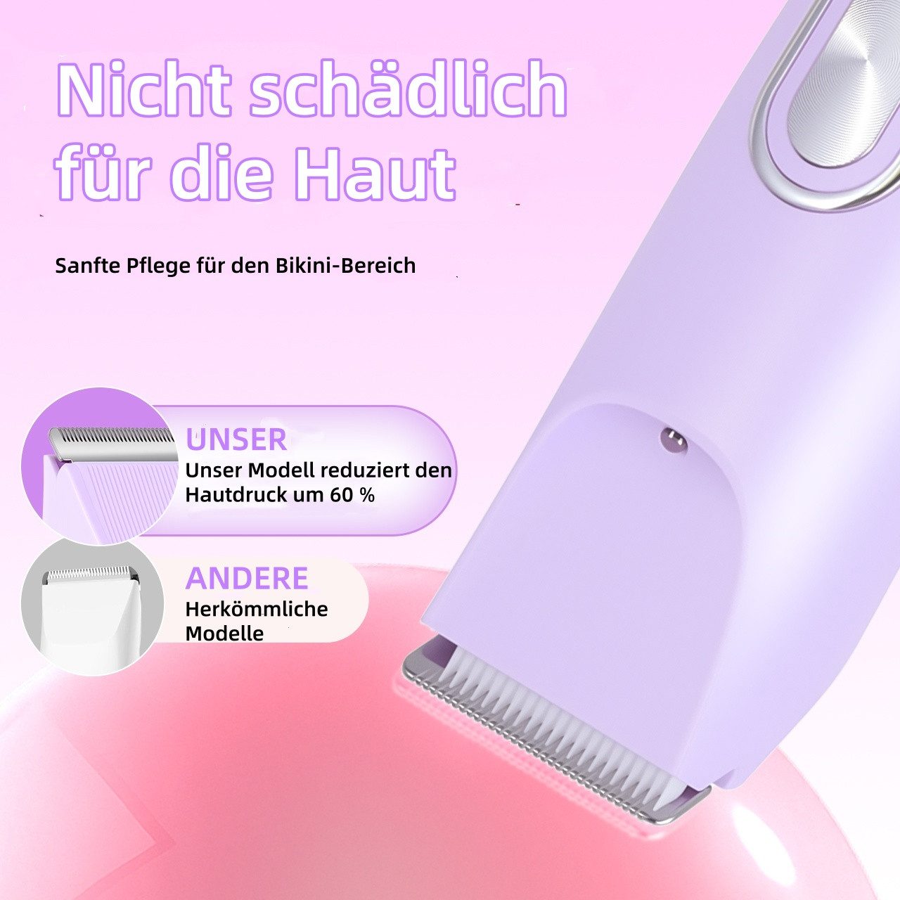 HATTEKER Epilierer HT-599, Aufsätze: 1 St., Damenrasierer, Bikini-Trimmer, 2-in-1