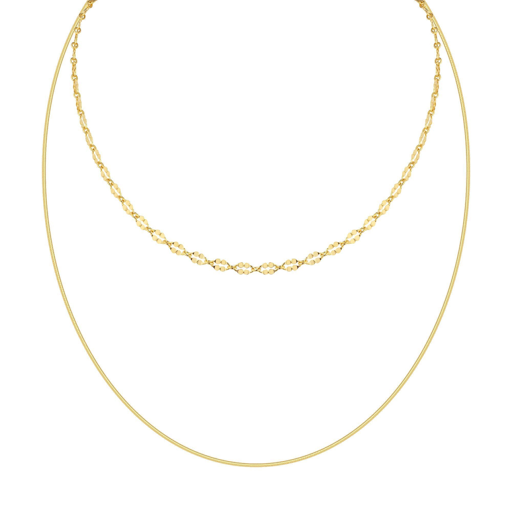 CAÏ Collierkettchen 925 Sterling Silber vergoldet Layering zweifach