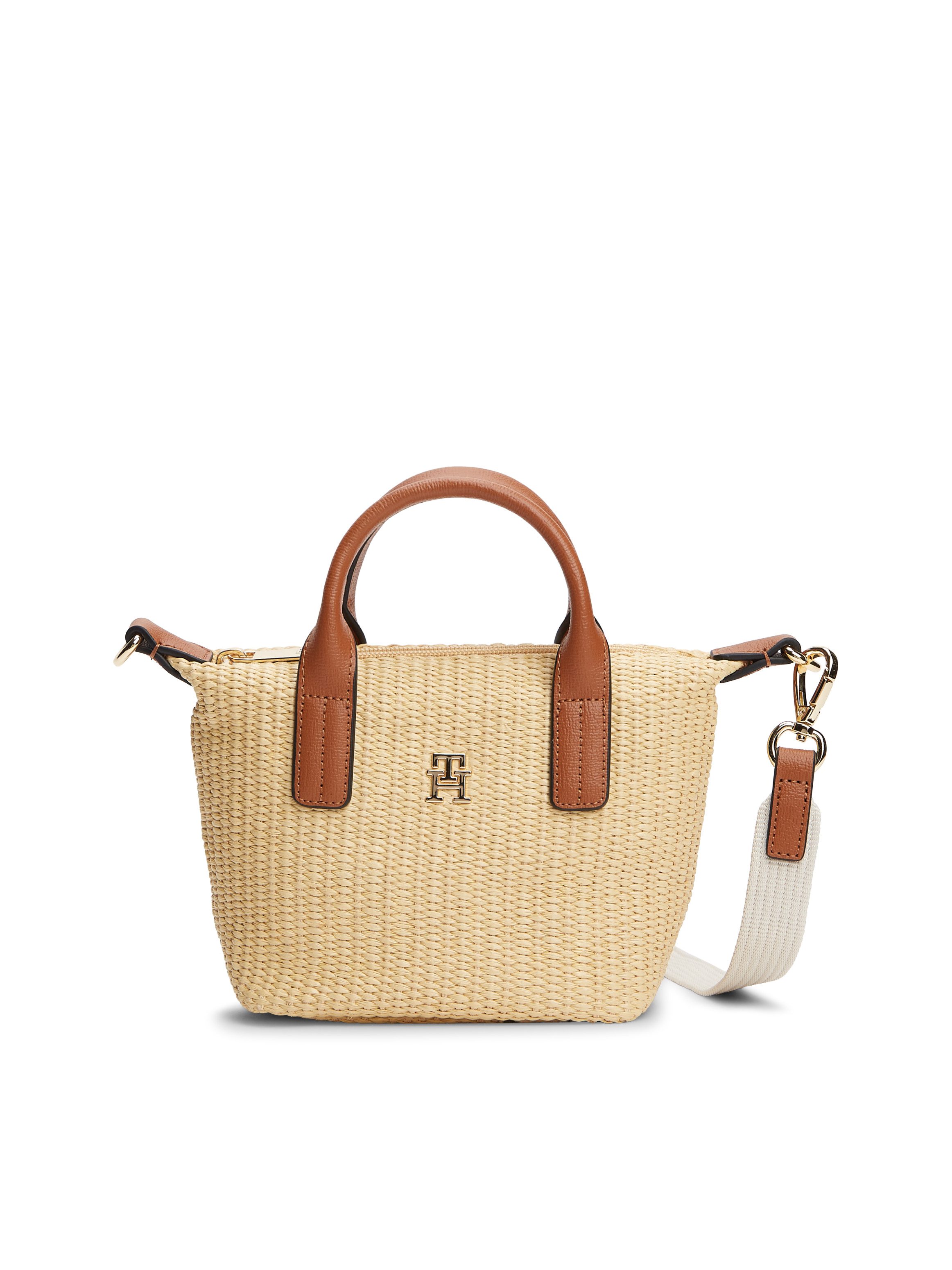 Tommy Hilfiger Tragetasche POPETTE MICRO TOTE RAFFIA, Damen Schultertasche, MiniBag, CrossBody in Flecht-Optik