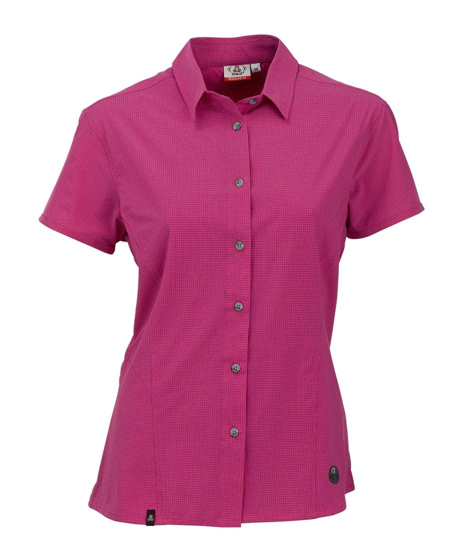 Maul Outdoorbluse Kurzarm Agile 2XT Outdoor Karomuster pink Damen