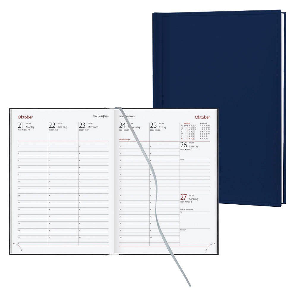Buchkalender A5 2022 1 Tag 1 Seite Lediberg Buchkalender 1 Buchkalender 2024 DIN A5 Modell 873 dunkelblau