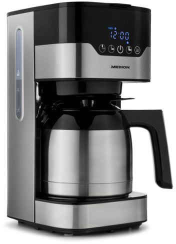 Medion® Filterkaffeemaschine MD 18458, 1,2l Kaffeekanne, Papierfilter 1x4, Aromawahlschalter mit 3 Stufen, Timer-Funktion