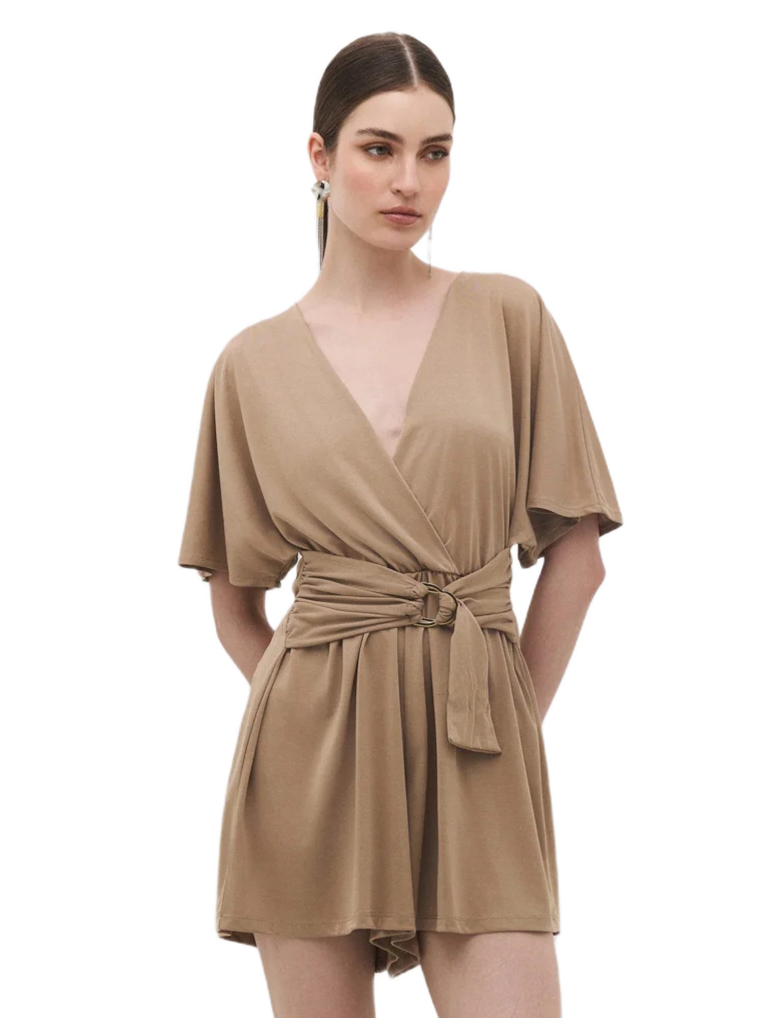 No Matter What Overall Jumpsuit mit V-Ausschnitt und kurzen Ärmeln