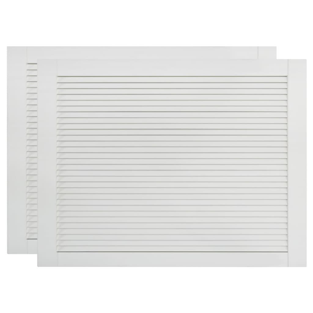 vidaXL Schranktür Schranktüren Lamellen-Design 2 Stk Weiß 39,5x59,4 cm Massivholz (2 St)