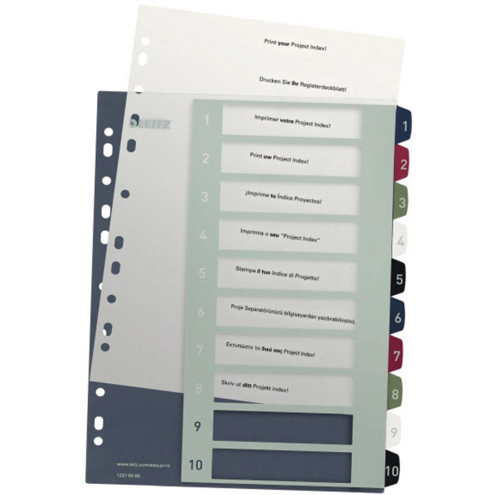 LEITZ Aktenordner Leitz 1237 Style Register DIN A4 1-10 Polypropylen Mehrfarbig 10 Regis