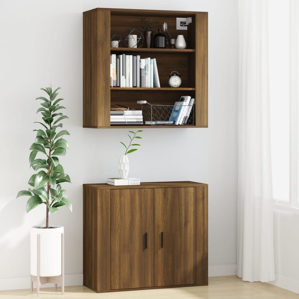 cm (1 Holzwerkstoff Eichen-Optik Sideboard 80x33x80 Wandschrank Eiche vidaXL Braune Braun St)