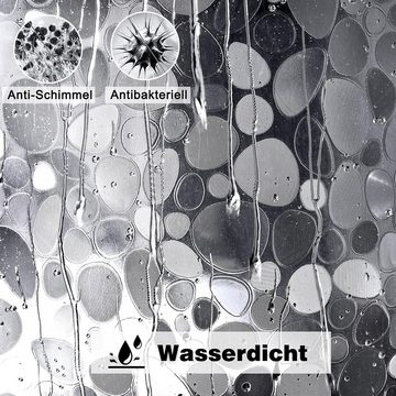 BlauCoastal Duschvorhang Transparent Antischimmel Duschvorhang 180x180 Breite 180 cm (1-tlg., mit 3D Kieselsteinen Muster), mit 3 Stärkere Magnete Unten