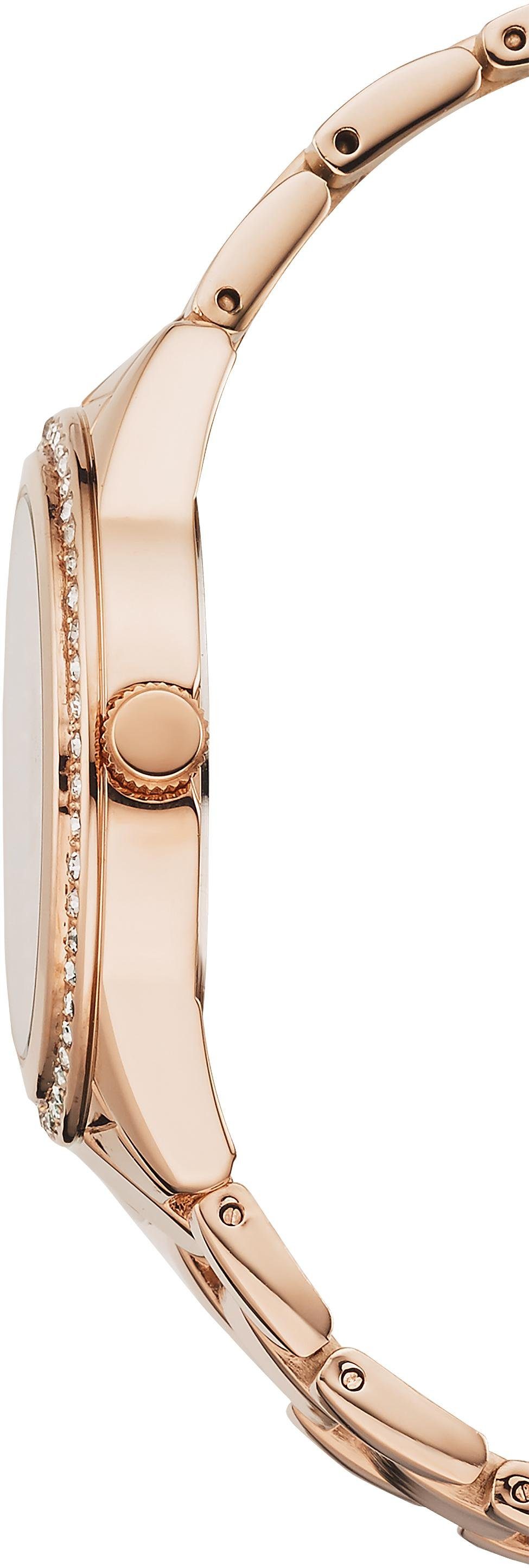 Firetti Quarzuhr, (Set, 4-tlg., inkl. Ohrstecker und Kette mit Anhänger), Armbanduhr, Damenuhr, Glassteine, ideal auch als Geschenk