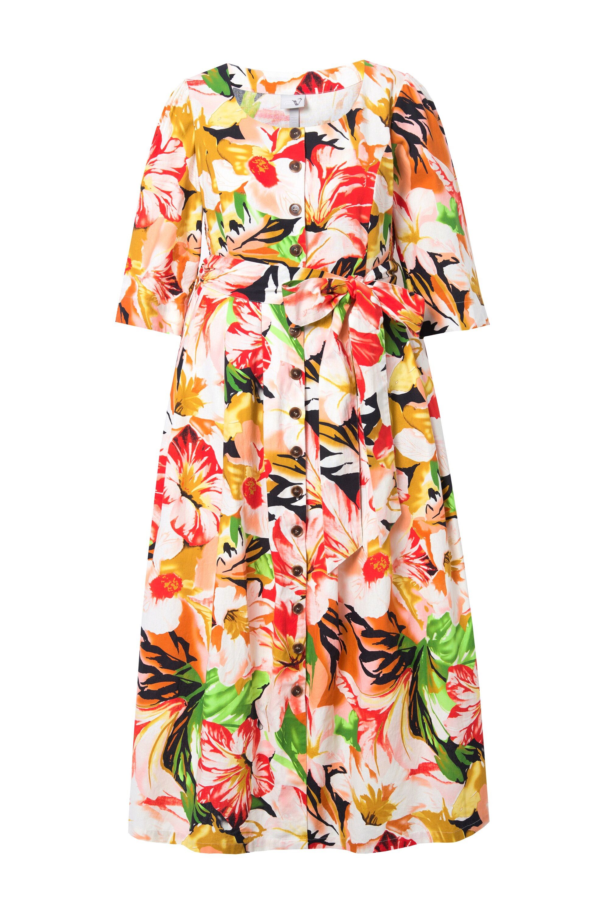 Ulla Popken Dirndl Maxikleid Leinenmix A-Linie günstig online kaufen