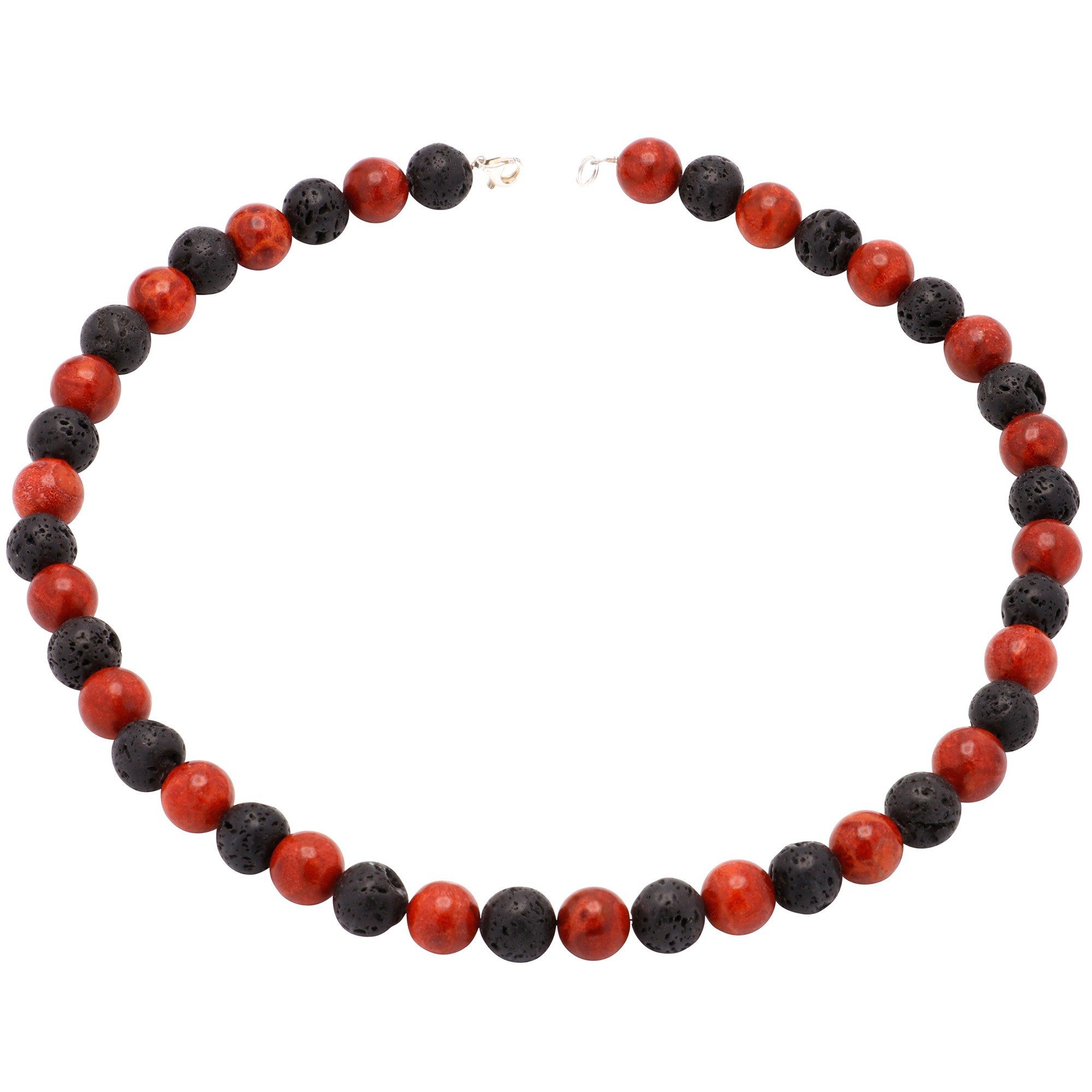 Collier Kette aus Koralle & Lava