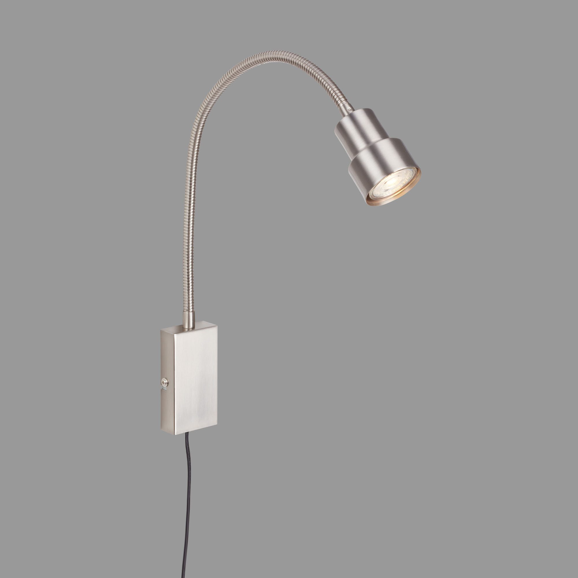 Briloner Leuchten Wandleuchte LED Wandlampe Extra-Warmweiß flexibler Arm inkl. Touchfunktion, LED wechselbar, 2700K - Extra - Warmweiß, matt-nickel, flexibler Arm, inkl. Touchfunktion, inkl. 1xLED/GU10