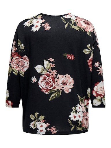 3/4 ONLY FLOWERS AOP:ROSE NOOS Black BOUQUET CARALBA CARMAKOMA TOP 3/4-Arm-Shirt