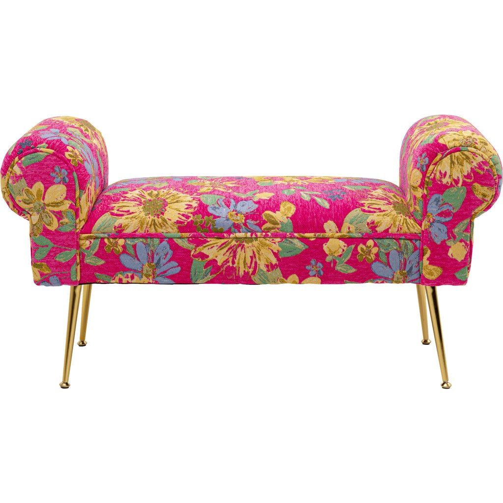 Kare Design Polsterbank Wing Flower, Breite 100cm, mit Blumenmuster, Metallgestell