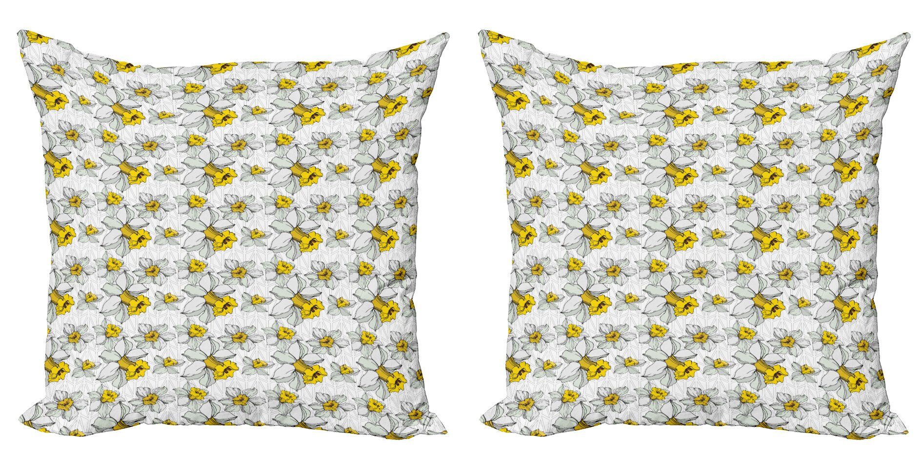 Floral Blooming Abakuhaus Kissenbezüge Gelb Modern Doppelseitiger (2 Narcissus Digitaldruck, Accent Stück),