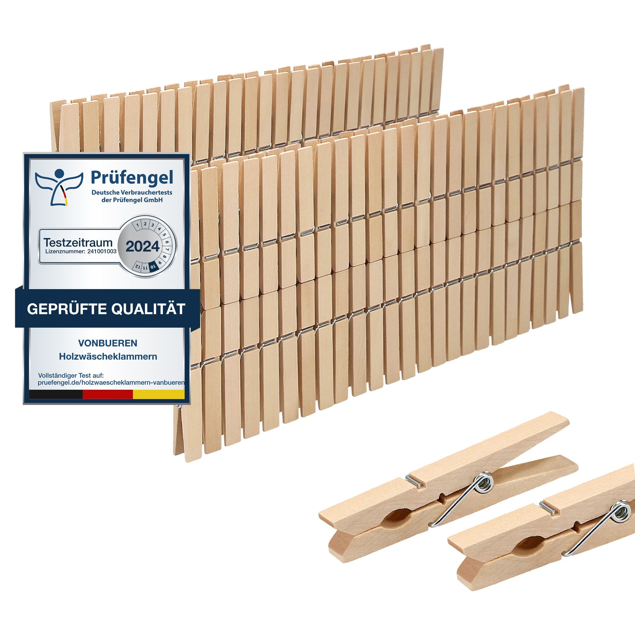 VonBueren Wäscheklammern Holz groß Holzwäscheklammern auch zum Basteln, auch geeignet für Bastel-, Deko- und DIY-Projekte
