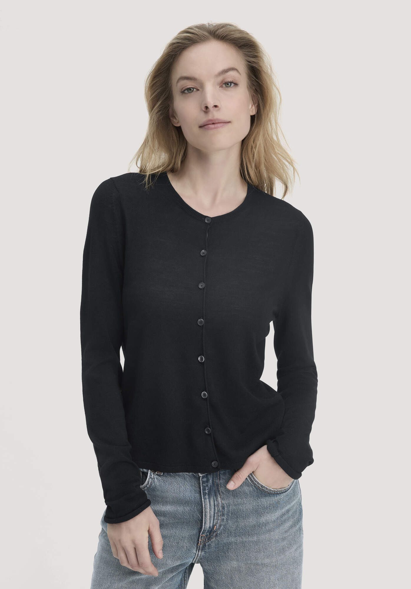 Hessnatur Strickjacke Regular aus reiner Bio-Merinowolle (1-tlg)