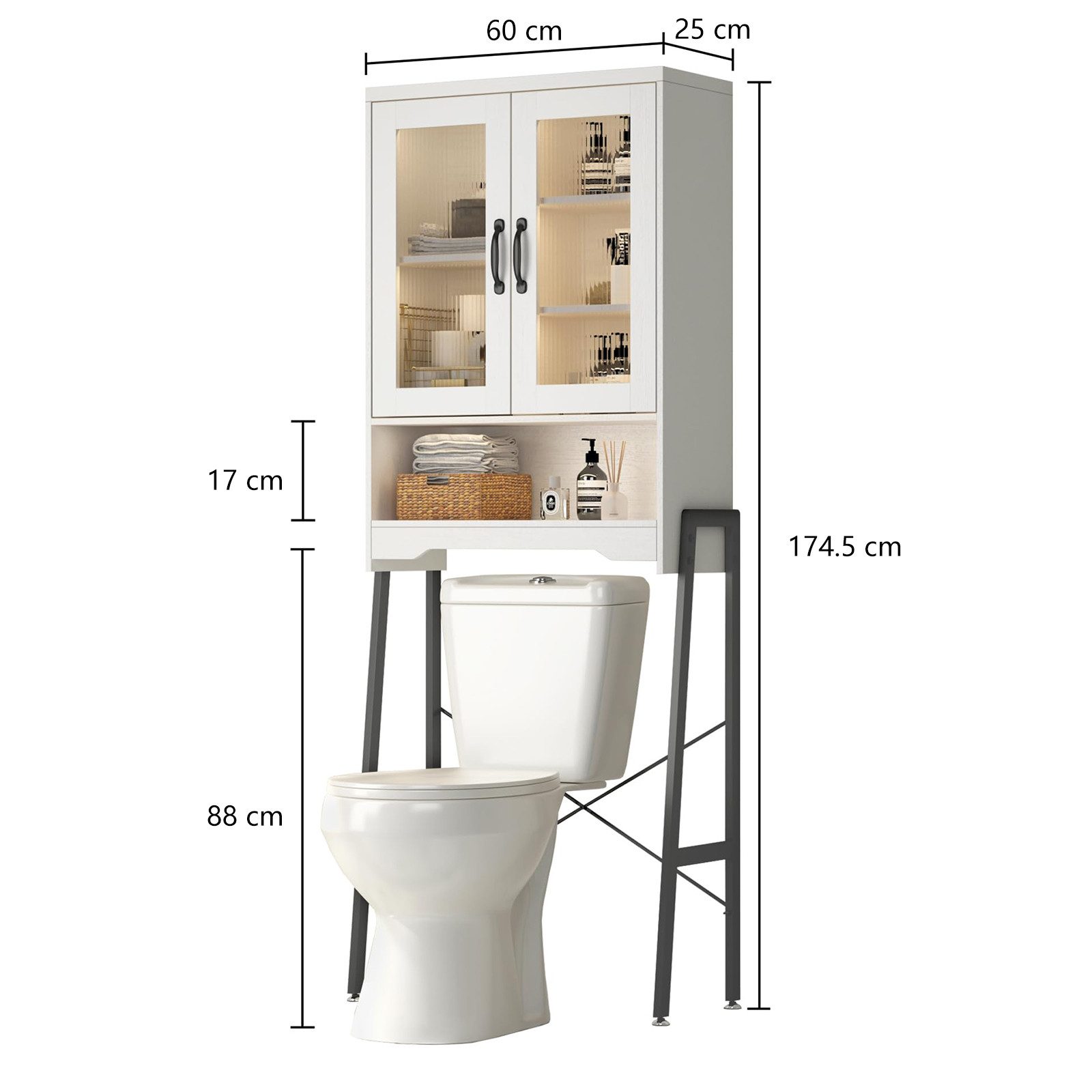 FiveWillowise Badregal Toilettenschrank Badezimmerschrank mit Glastüren und günstig online kaufen